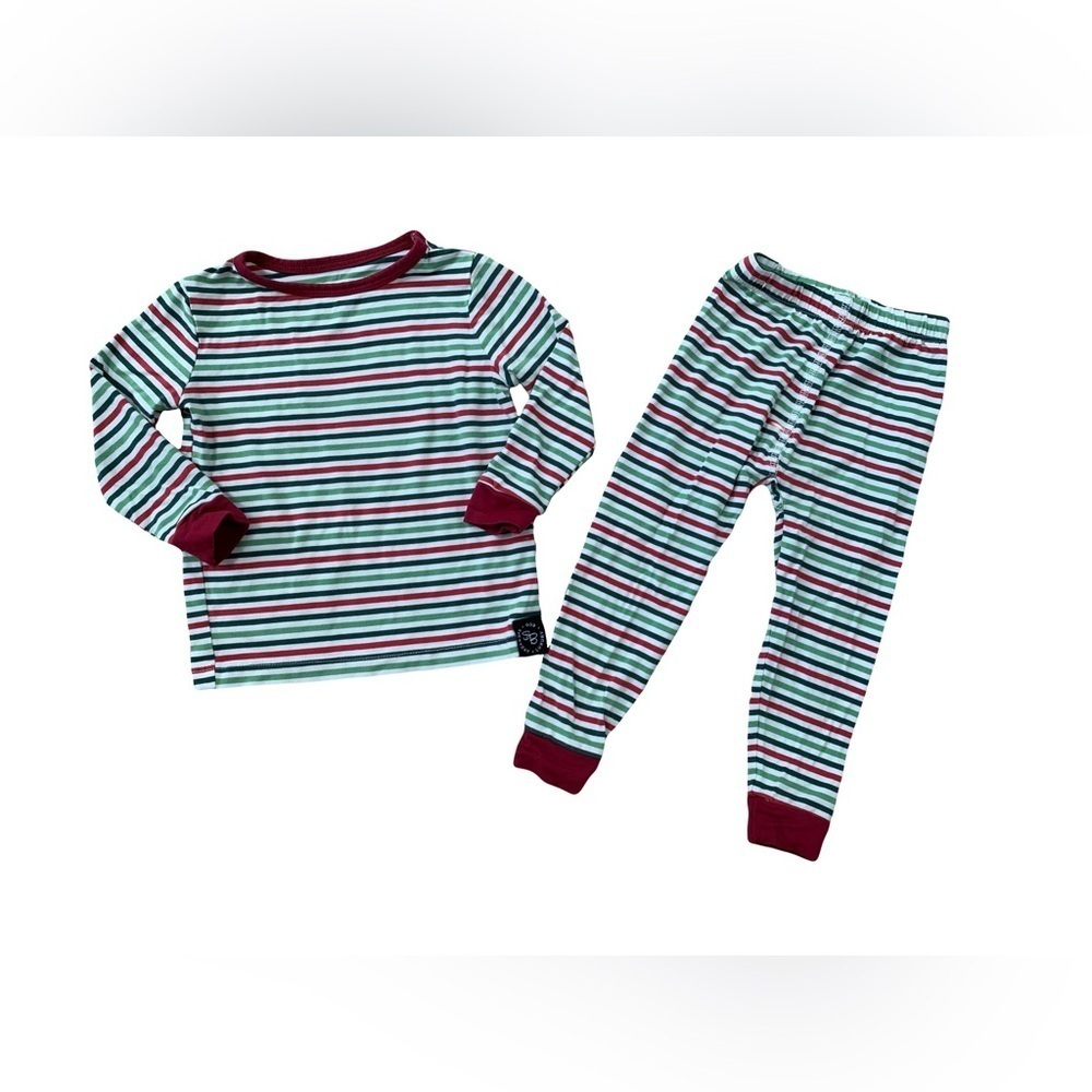Sweet Bamboo Size 18-24 Months Red and Green Striped Pajamas